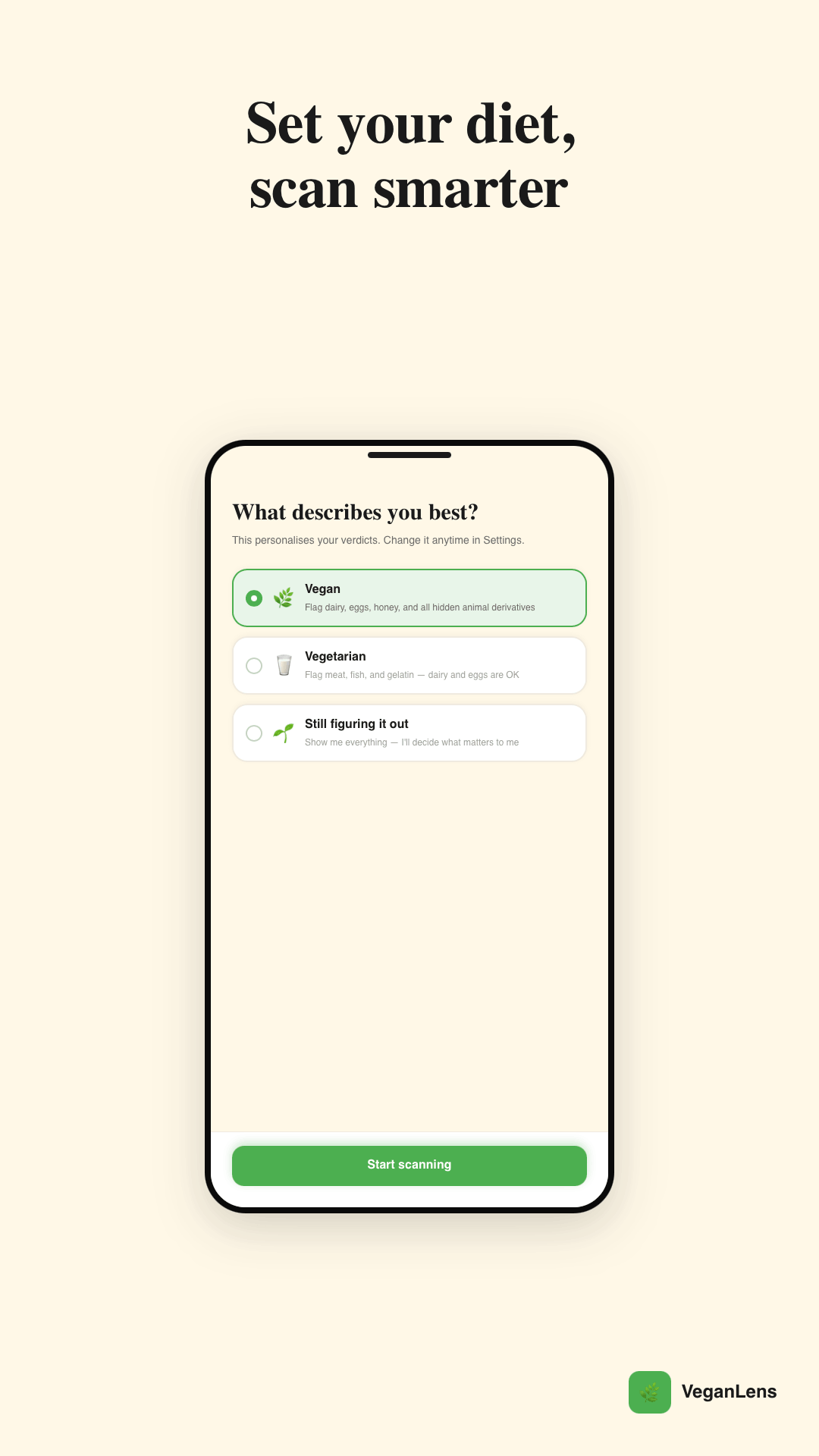 VeganLens — set your diet, scan smarter